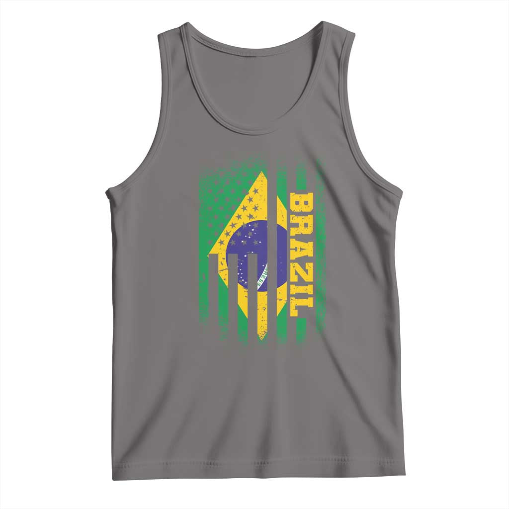 Brazilian Americans Brazilian Pride Latin Vintage USA Brazil Flag Tank Top TS11 Deep Heather Print Your Wear