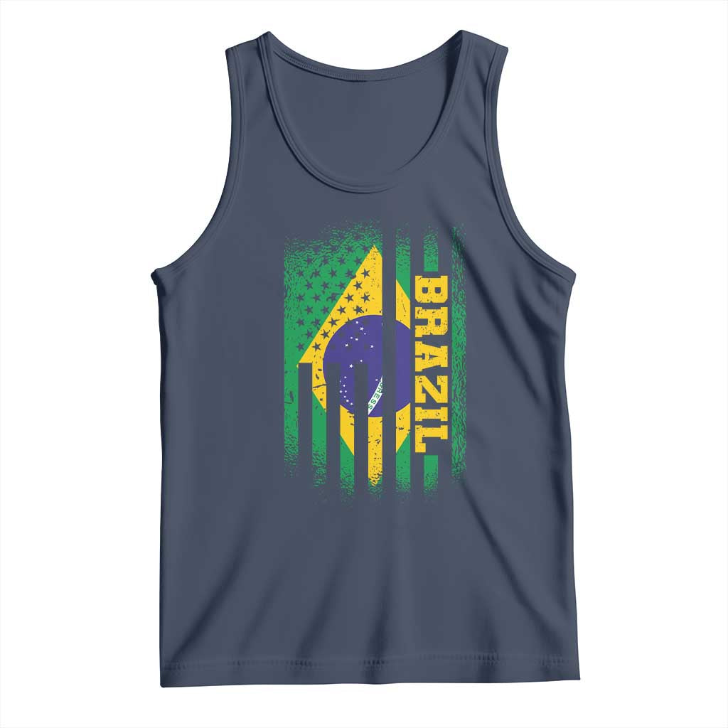 Brazilian Americans Brazilian Pride Latin Vintage USA Brazil Flag Tank Top TS11 Navy Print Your Wear