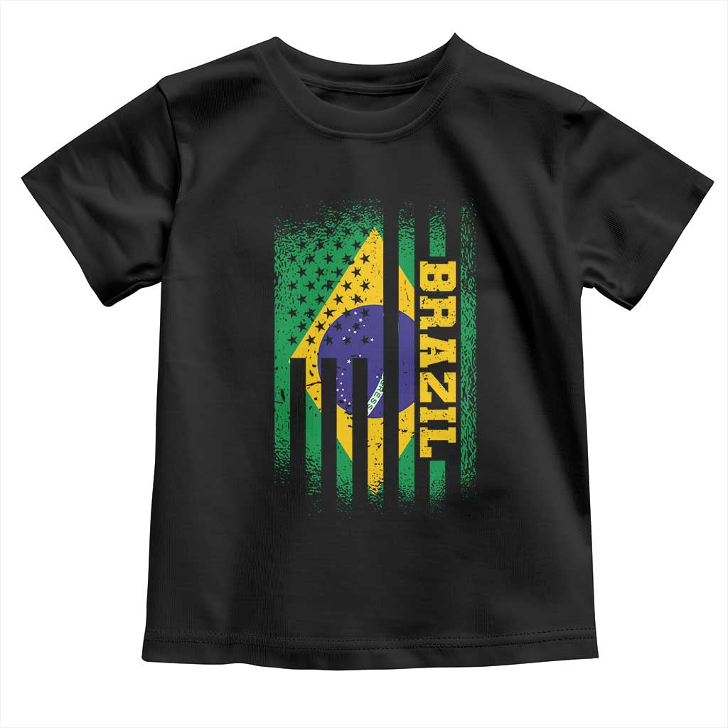 Brazilian Americans Brazilian Pride Latin Vintage USA Brazil Flag Toddler T Shirt TS11 Black Print Your Wear