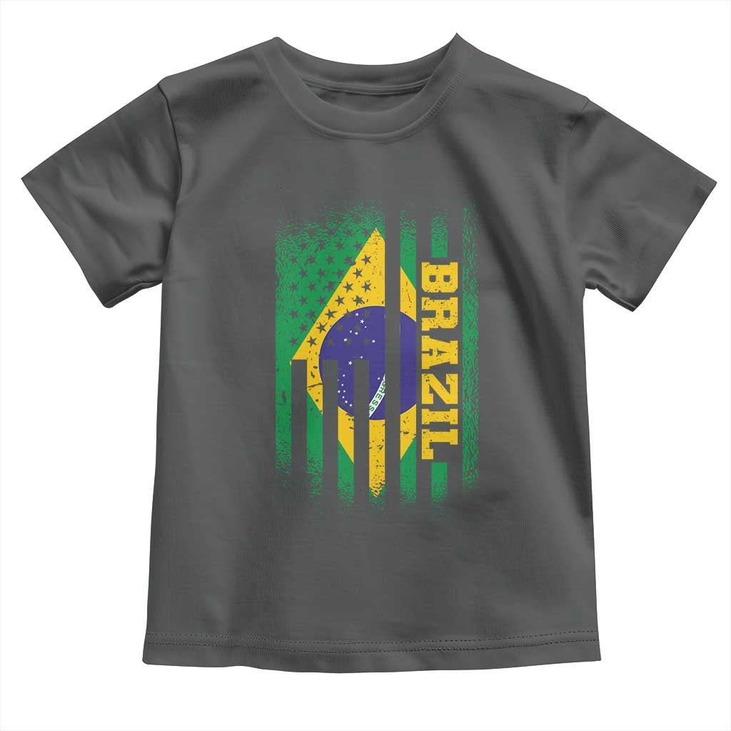 Brazilian Americans Brazilian Pride Latin Vintage USA Brazil Flag Toddler T Shirt TS11 Dark Heather Print Your Wear