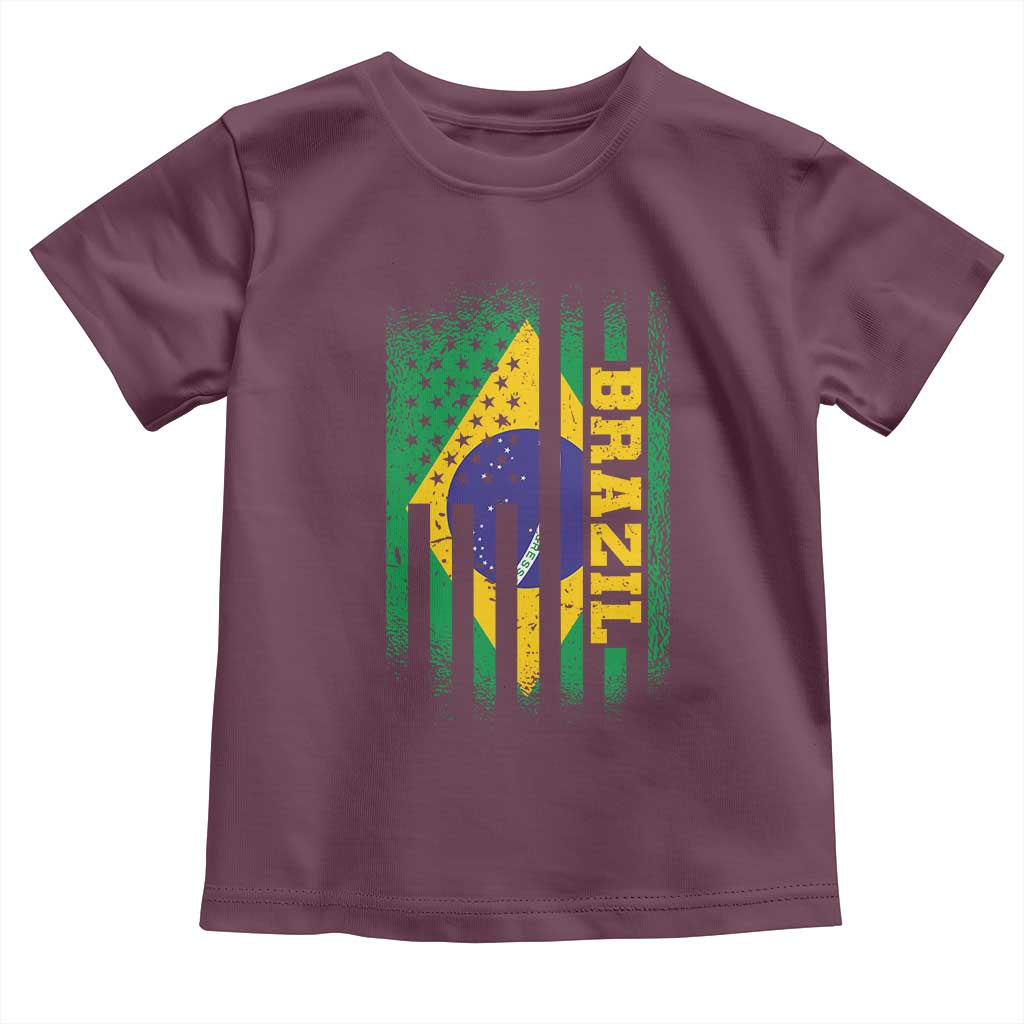 Brazilian Americans Brazilian Pride Latin Vintage USA Brazil Flag Toddler T Shirt TS11 Maroon Print Your Wear