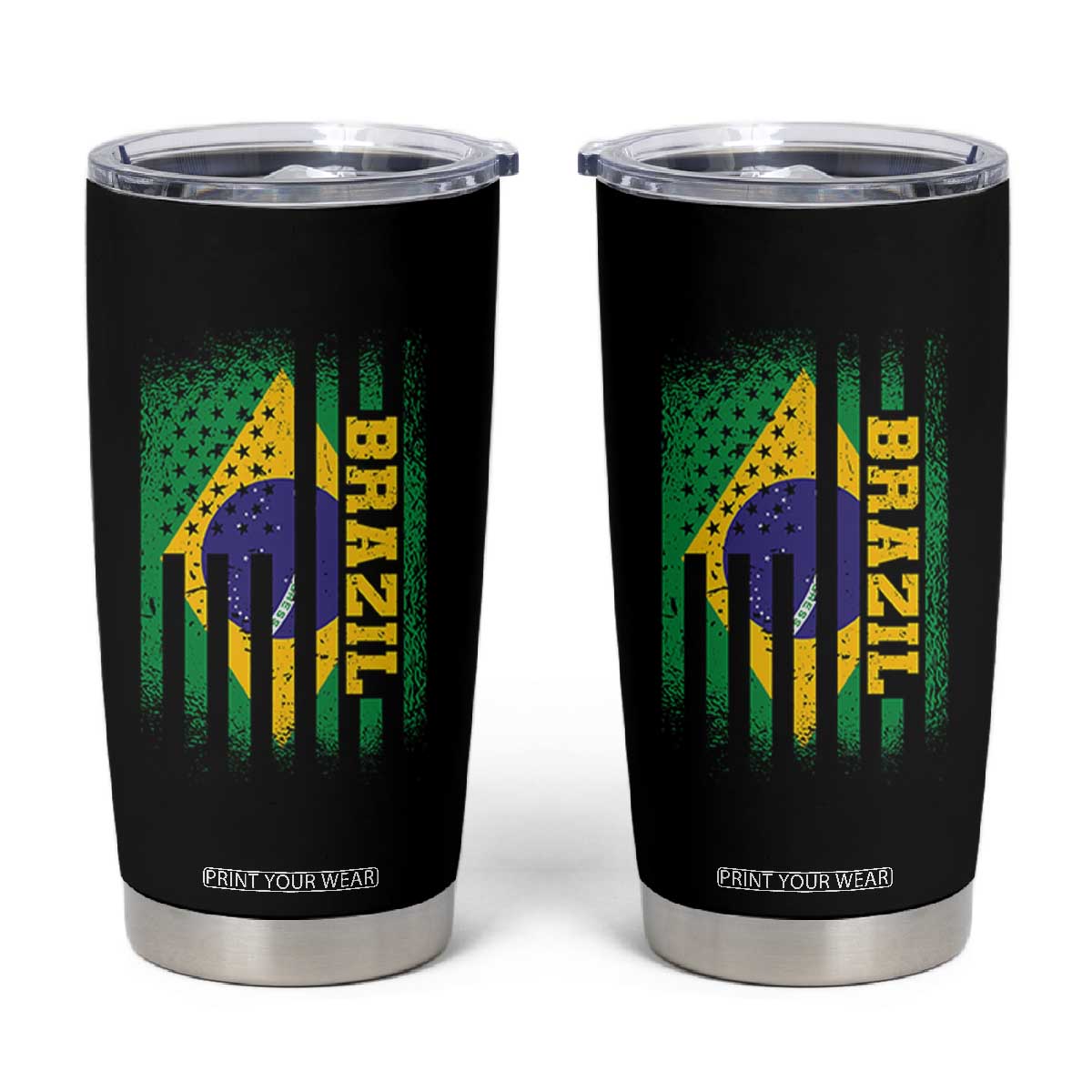 Brazilian Americans Brazilian Pride Latin Vintage USA Brazil Flag Tumbler Cup TS11 Black Print Your Wear
