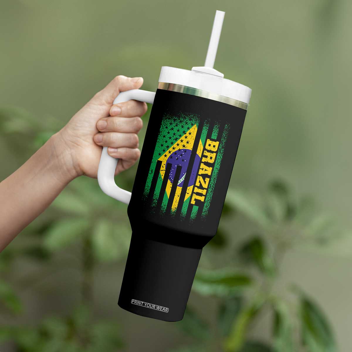 Brazilian Americans Brazilian Pride Latin Vintage USA Brazil Flag Tumbler With Handle TS11 Print Your Wear