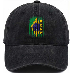 Brazilian Americans Brazilian Pride Latin Vintage USA Brazil Flag Washed Cotton Baseball Cap TS11 Print Your Wear