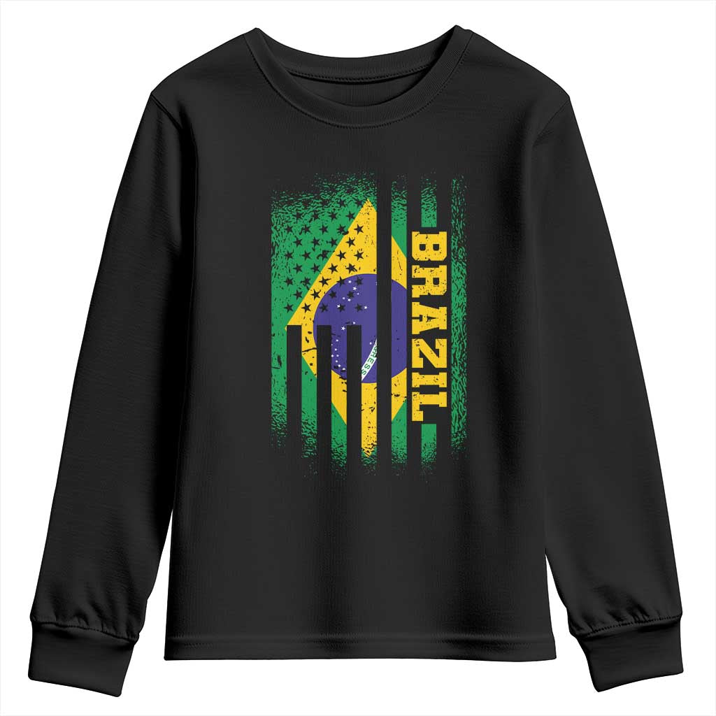 Brazilian Americans Brazilian Pride Latin Vintage USA Brazil Flag Youth Sweatshirt TS11 Black Print Your Wear