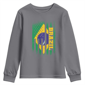 Brazilian Americans Brazilian Pride Latin Vintage USA Brazil Flag Youth Sweatshirt TS11 Charcoal Print Your Wear