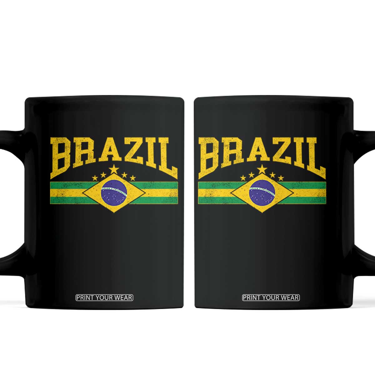 Brazilian Pride Vintage Brasil Brazil Flag Latin America Coffee Mug TS11 Black Print Your Wear