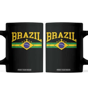 Brazilian Pride Vintage Brasil Brazil Flag Latin America Coffee Mug TS11 Black Print Your Wear