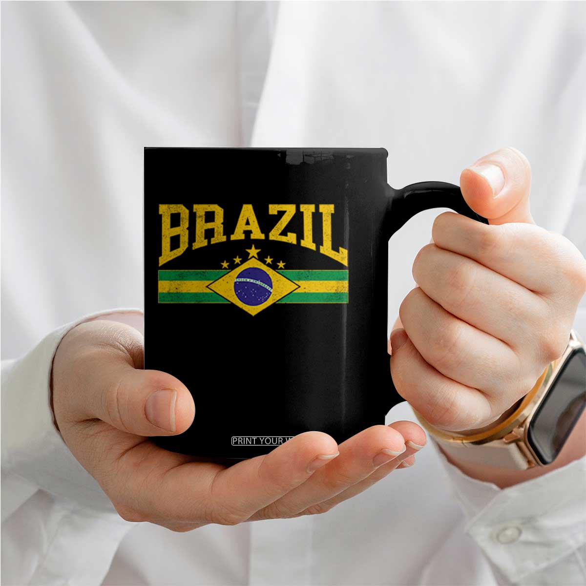 Brazilian Pride Vintage Brasil Brazil Flag Latin America Coffee Mug TS11 Print Your Wear