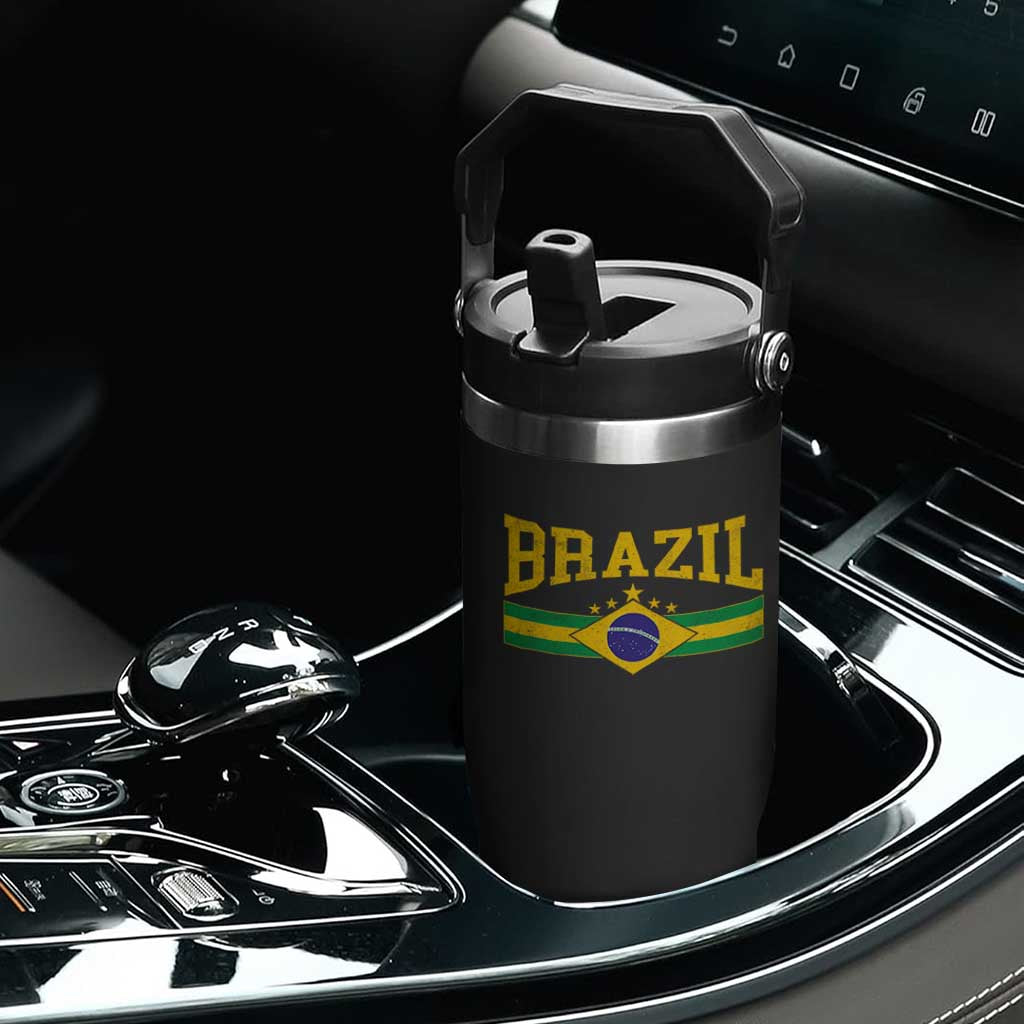 Brazilian Pride Vintage Brasil Brazil Flag Latin America Flip Straw Tumbler TS11 Print Your Wear
