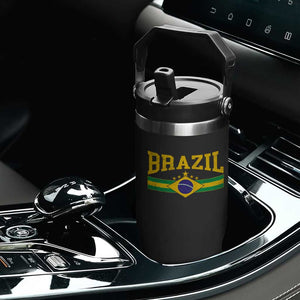 Brazilian Pride Vintage Brasil Brazil Flag Latin America Flip Straw Tumbler TS11 Print Your Wear