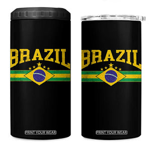 Brazilian Pride Vintage Brasil Brazil Flag Latin America 4 in 1 Can Cooler Tumbler TS11 One Size: 16 oz Black Print Your Wear