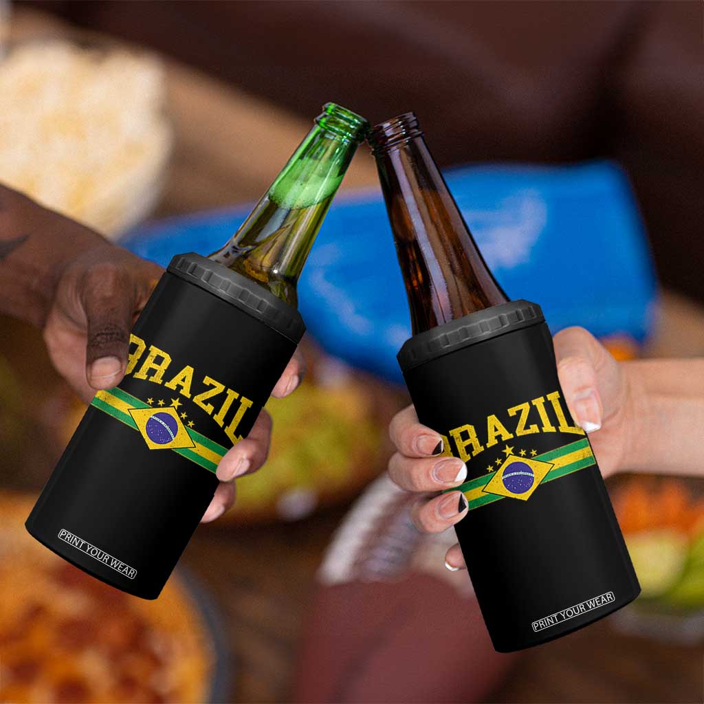 Brazilian Pride Vintage Brasil Brazil Flag Latin America 4 in 1 Can Cooler Tumbler TS11 Print Your Wear