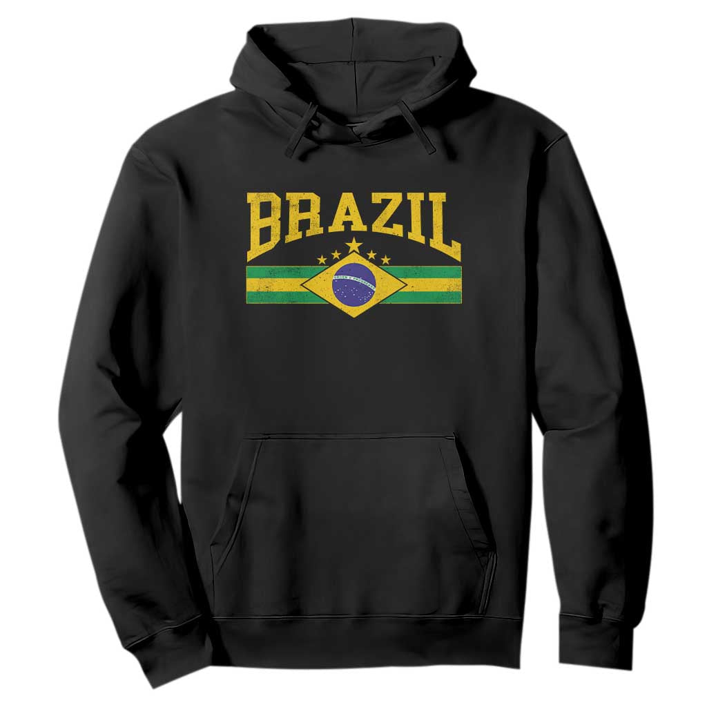 Brazilian Pride Vintage Brasil Brazil Flag Latin America Hoodie TS11 Black Print Your Wear