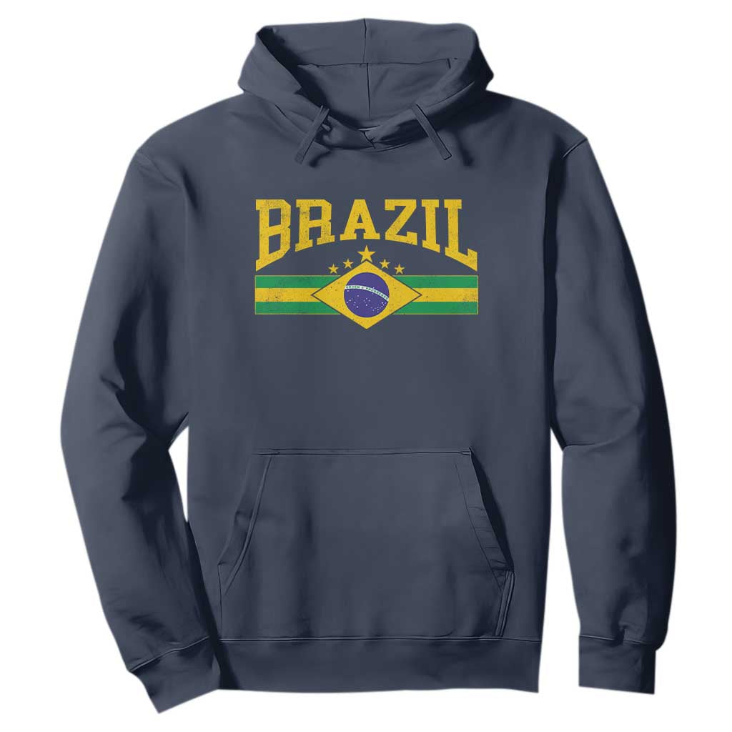 Brazilian Pride Vintage Brasil Brazil Flag Latin America Hoodie TS11 Navy Print Your Wear