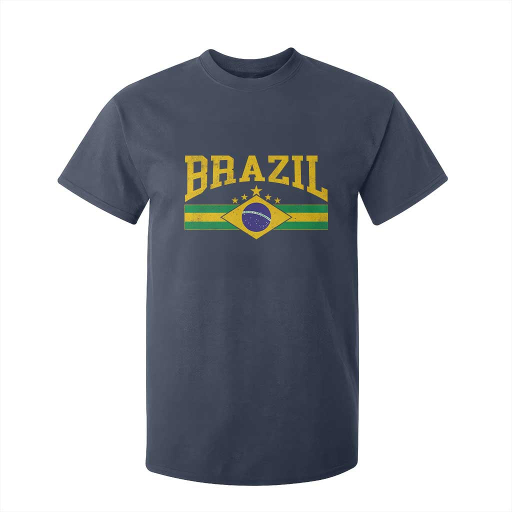 Brazilian Pride Vintage Brasil Brazil Flag Latin America T Shirt For Kid TS11 Navy Print Your Wear