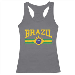 Brazilian Pride Vintage Brasil Brazil Flag Latin America Racerback Tank Top TS11 Charcoal Print Your Wear