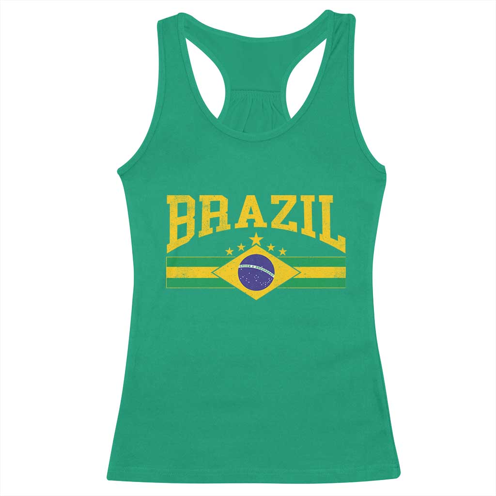 Brazilian Pride Vintage Brasil Brazil Flag Latin America Racerback Tank Top TS11 Irish Green Print Your Wear