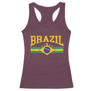 Brazilian Pride Vintage Brasil Brazil Flag Latin America Racerback Tank Top TS11 Maroon Print Your Wear