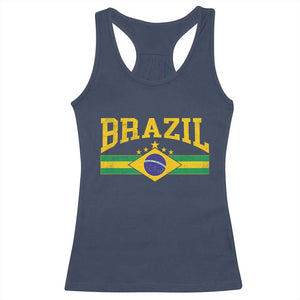 Brazilian Pride Vintage Brasil Brazil Flag Latin America Racerback Tank Top TS11 Navy Print Your Wear