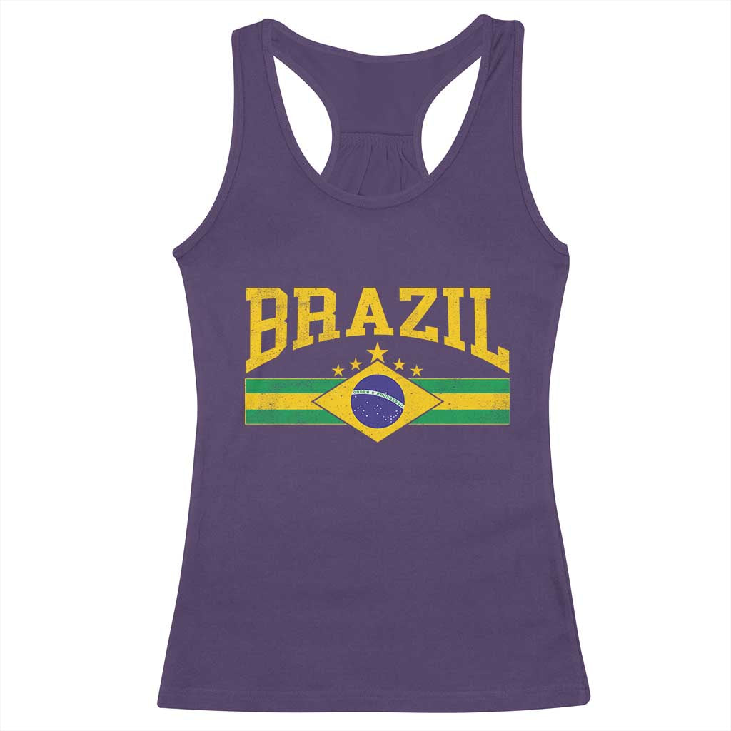 Brazilian Pride Vintage Brasil Brazil Flag Latin America Racerback Tank Top TS11 Purple Print Your Wear