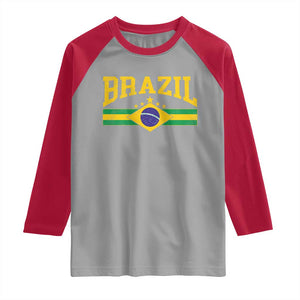 Brazilian Pride Vintage Brasil Brazil Flag Latin America Raglan Shirt TS11 Sport Gray Red Print Your Wear