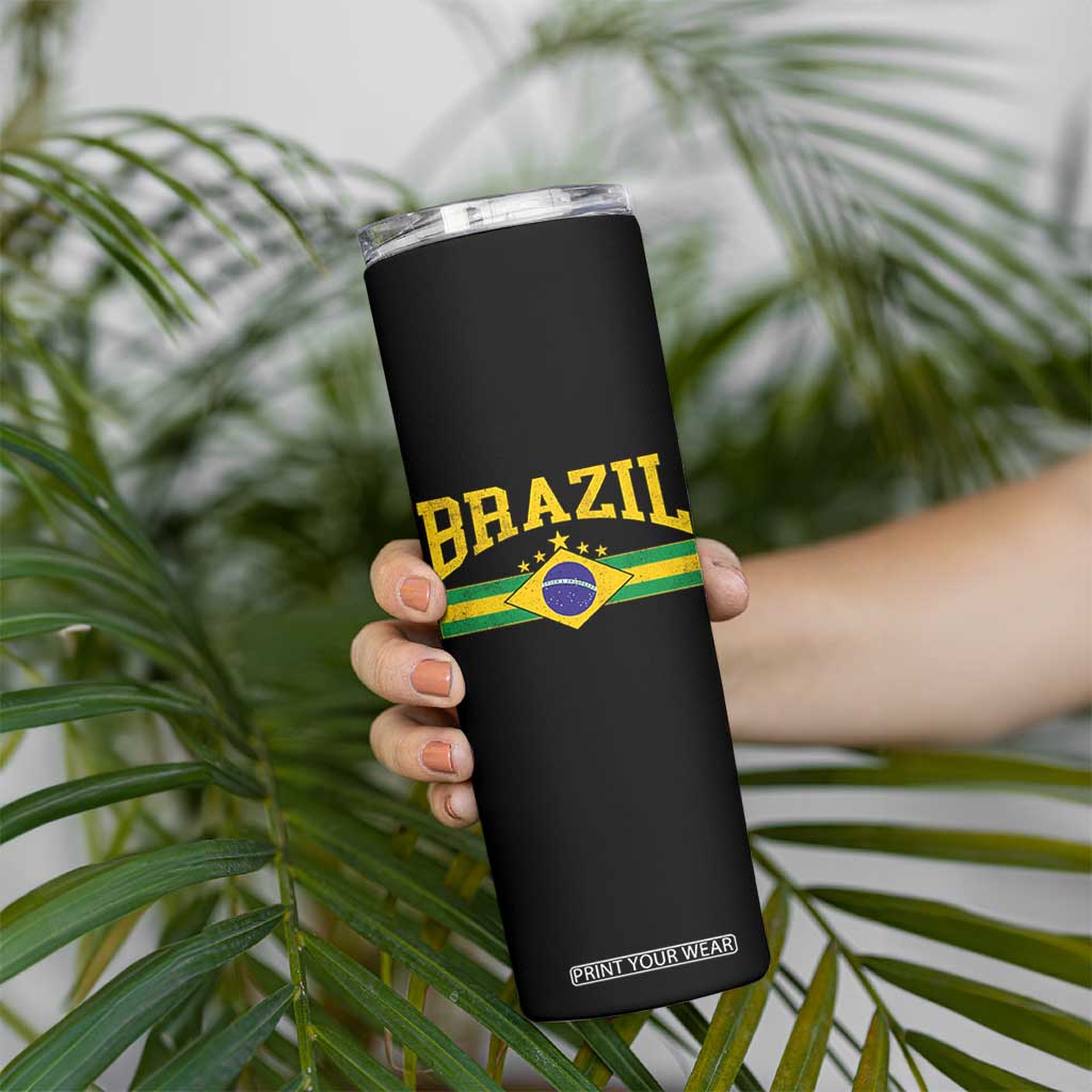 Brazilian Pride Vintage Brasil Brazil Flag Latin America Skinny Tumbler TS11 Print Your Wear