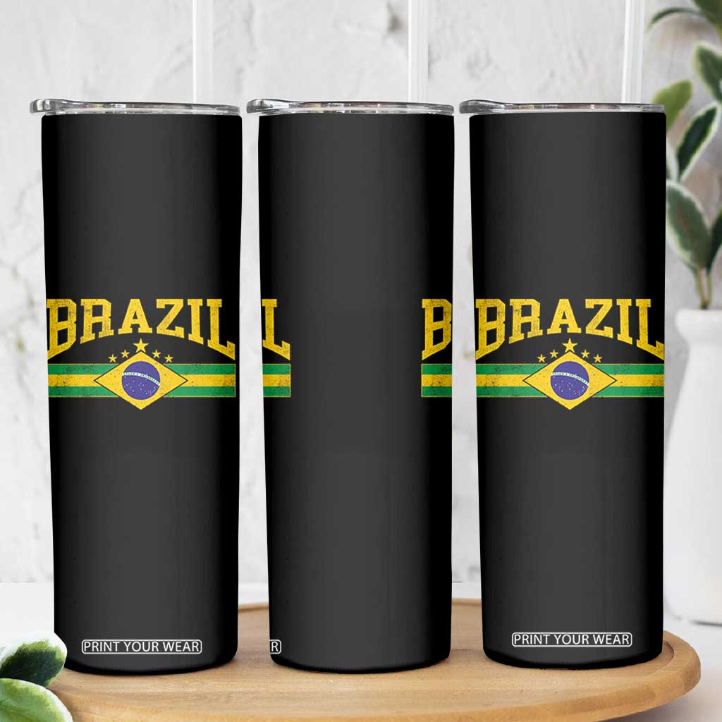 Brazilian Pride Vintage Brasil Brazil Flag Latin America Skinny Tumbler TS11 Print Your Wear