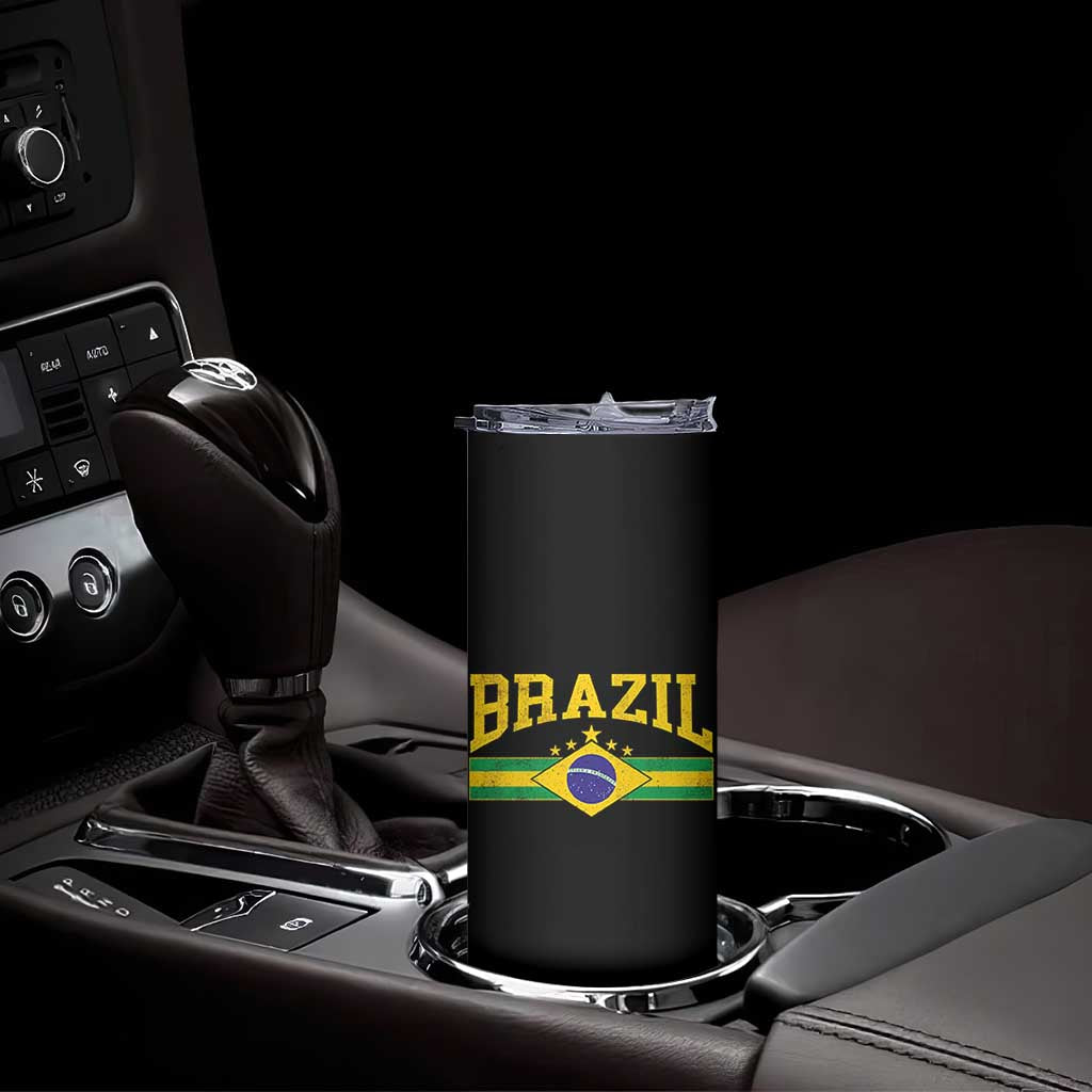 Brazilian Pride Vintage Brasil Brazil Flag Latin America Skinny Tumbler TS11 Print Your Wear