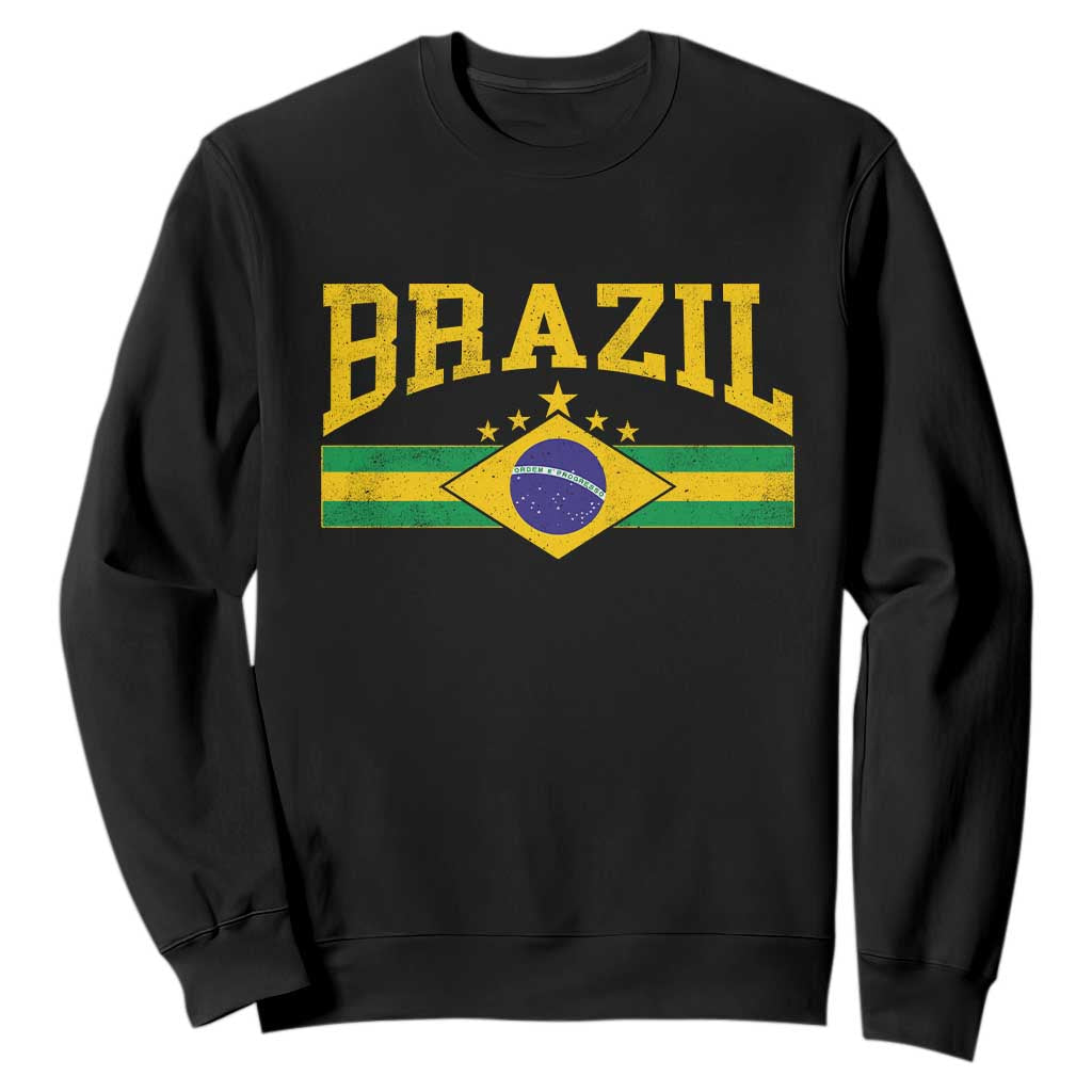 Brazilian Pride Vintage Brasil Brazil Flag Latin America Sweatshirt - Print Your Wear