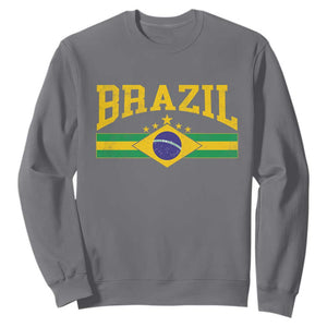 Brazilian Pride Vintage Brasil Brazil Flag Latin America Sweatshirt - Print Your Wear