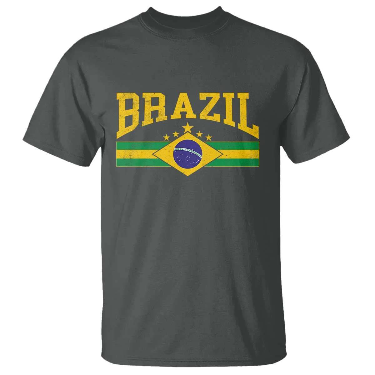 Brazilian Pride Vintage Brasil Brazil Flag Latin America T Shirt TS11 Dark Heather Print Your Wear