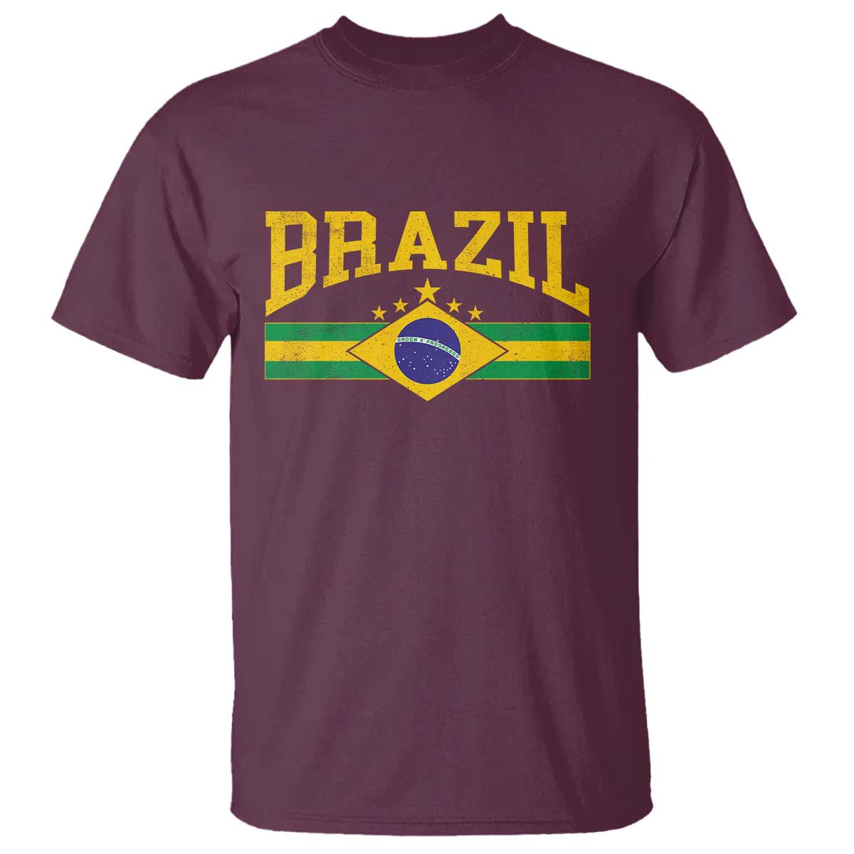 Brazilian Pride Vintage Brasil Brazil Flag Latin America T Shirt TS11 Maroon Print Your Wear