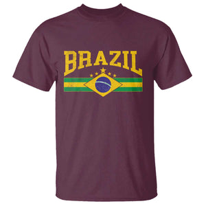 Brazilian Pride Vintage Brasil Brazil Flag Latin America T Shirt TS11 Maroon Print Your Wear