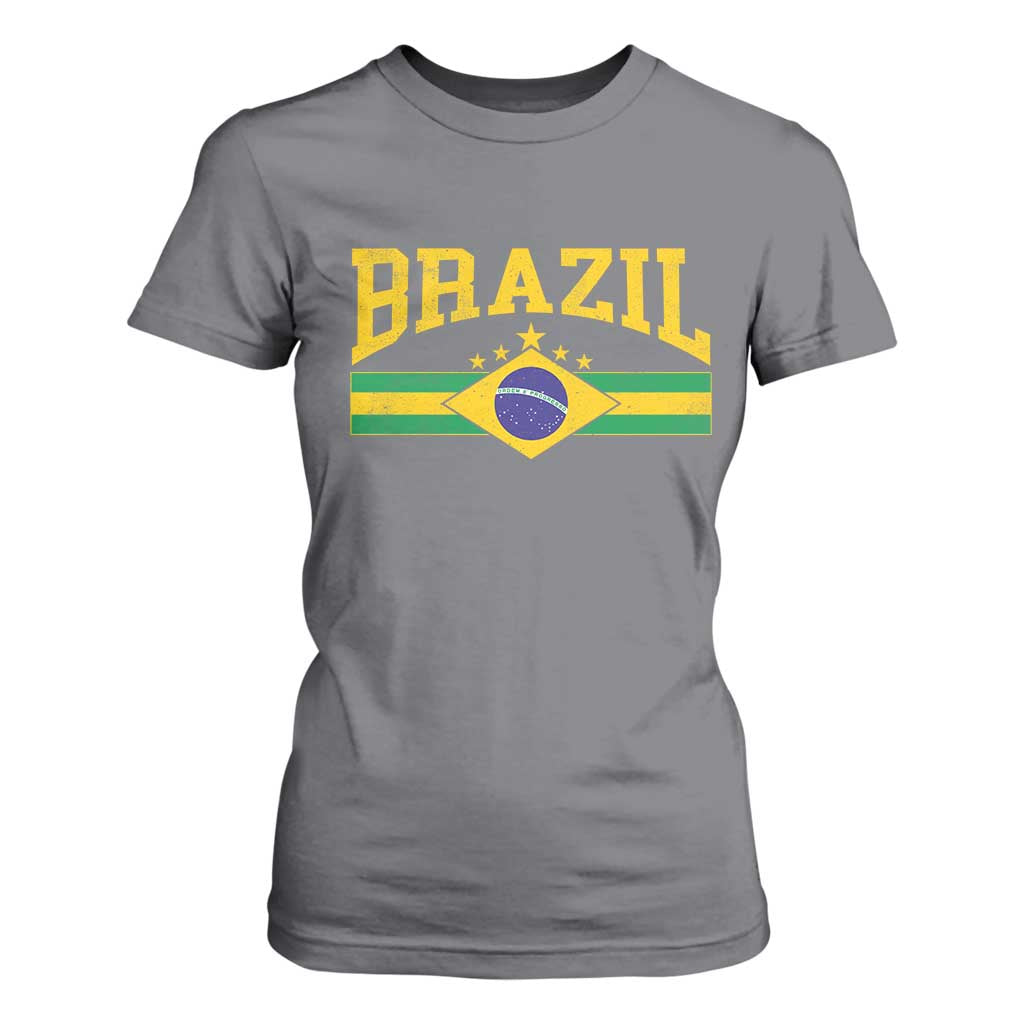 Brazilian Pride Vintage Brasil Brazil Flag Latin America T Shirt For Women TS11 Charcoal Print Your Wear
