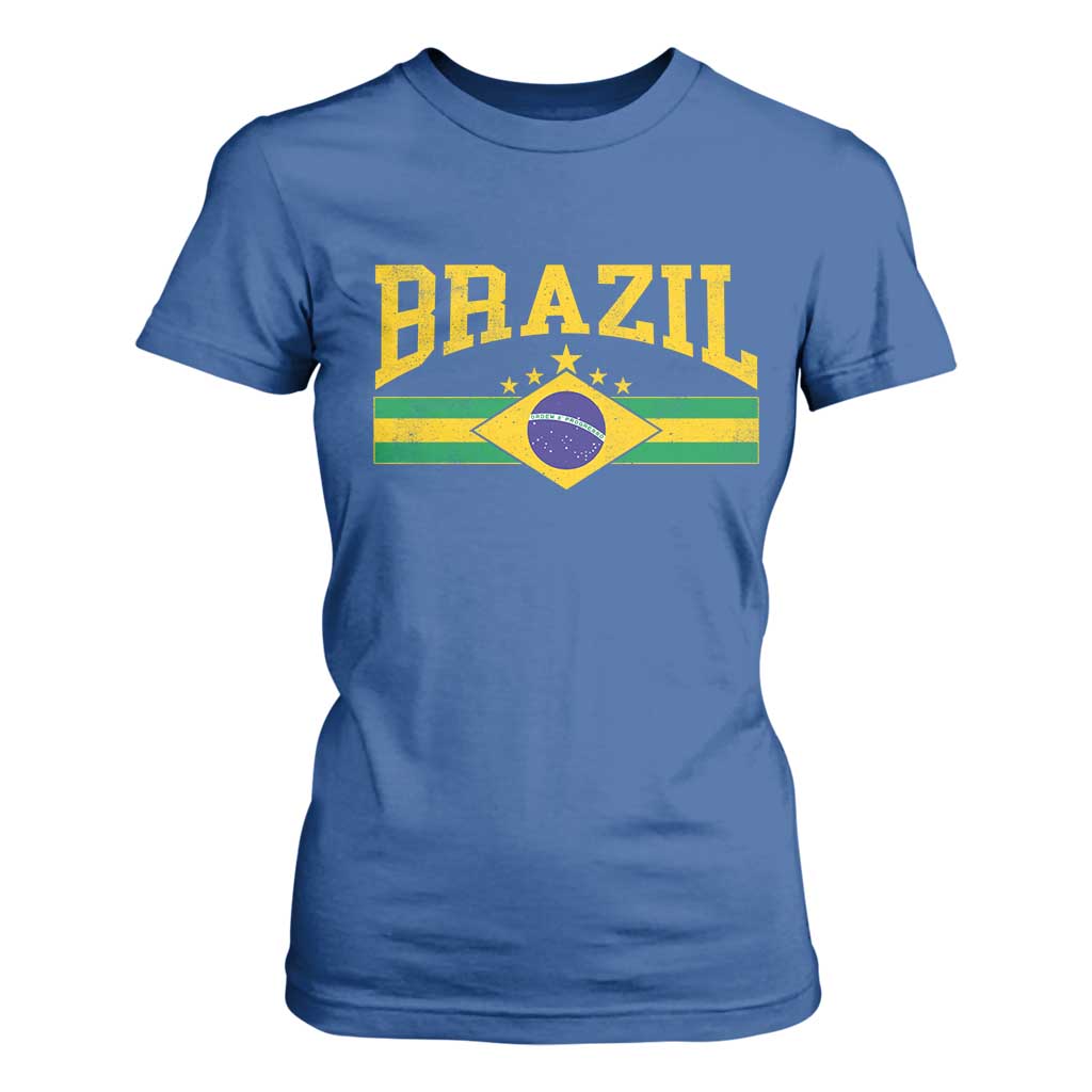 Brazilian Pride Vintage Brasil Brazil Flag Latin America T Shirt For Women TS11 Royal Blue Print Your Wear