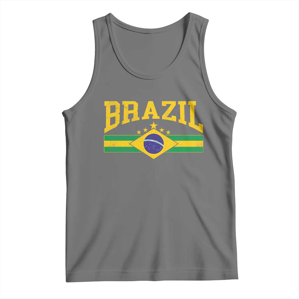 Brazilian Pride Vintage Brasil Brazil Flag Latin America Tank Top TS11 Black Heather Print Your Wear