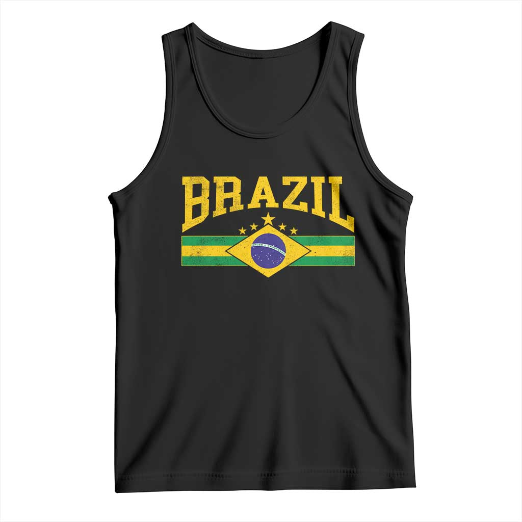 Brazilian Pride Vintage Brasil Brazil Flag Latin America Tank Top TS11 Black Print Your Wear
