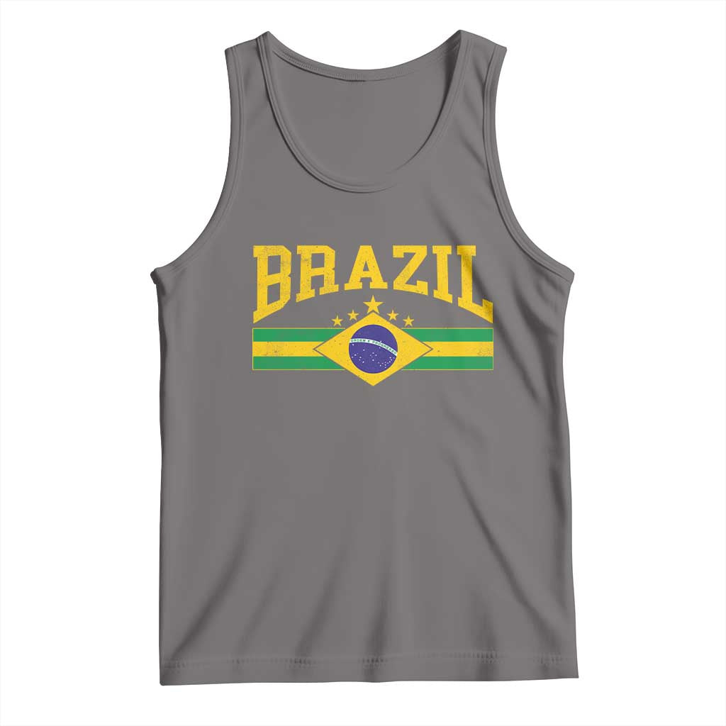 Brazilian Pride Vintage Brasil Brazil Flag Latin America Tank Top TS11 Deep Heather Print Your Wear