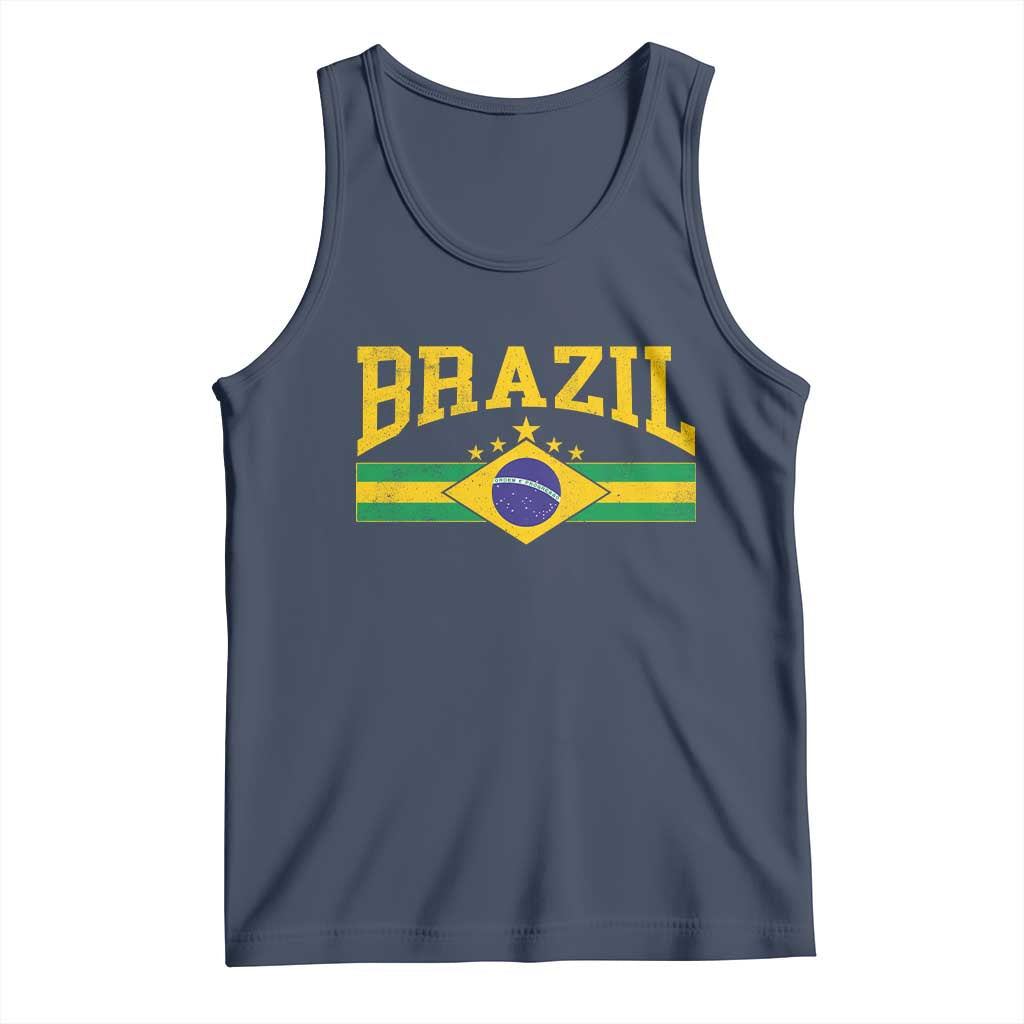 Brazilian Pride Vintage Brasil Brazil Flag Latin America Tank Top TS11 Navy Print Your Wear