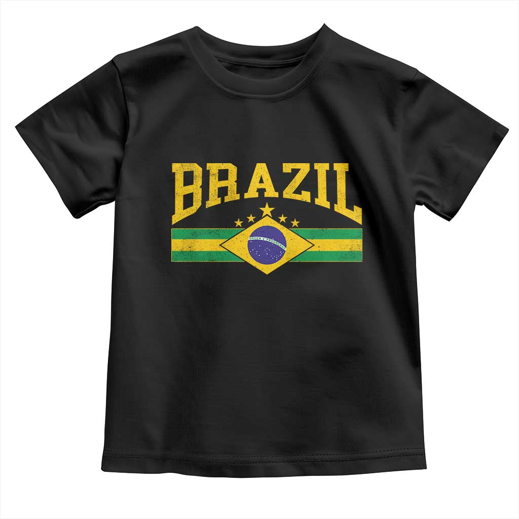 Brazilian Pride Vintage Brasil Brazil Flag Latin America Toddler T Shirt TS11 Black Print Your Wear