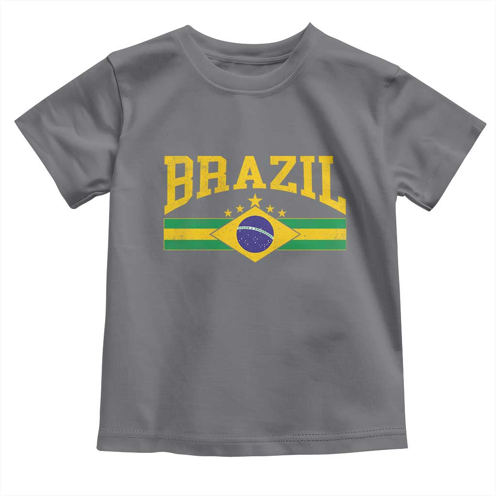 Brazilian Pride Vintage Brasil Brazil Flag Latin America Toddler T Shirt TS11 Charcoal Print Your Wear