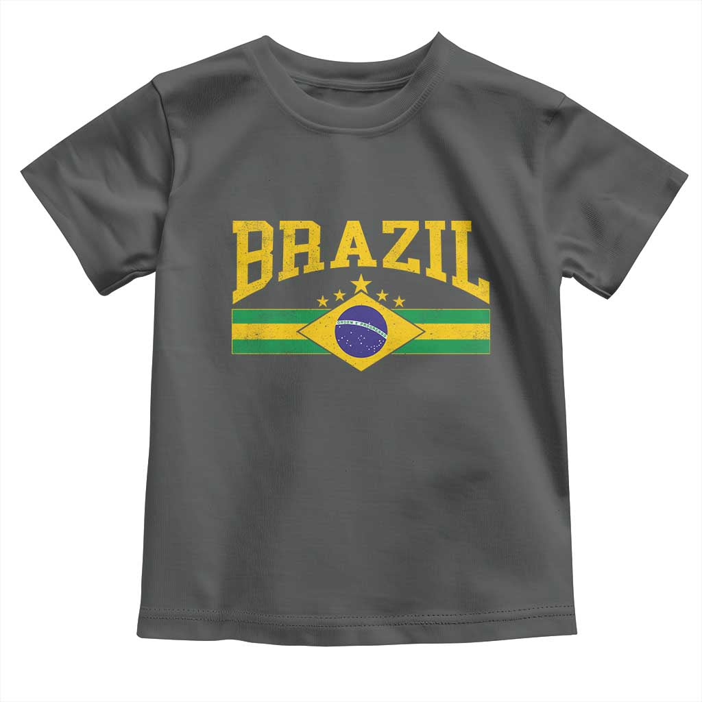 Brazilian Pride Vintage Brasil Brazil Flag Latin America Toddler T Shirt TS11 Dark Heather Print Your Wear