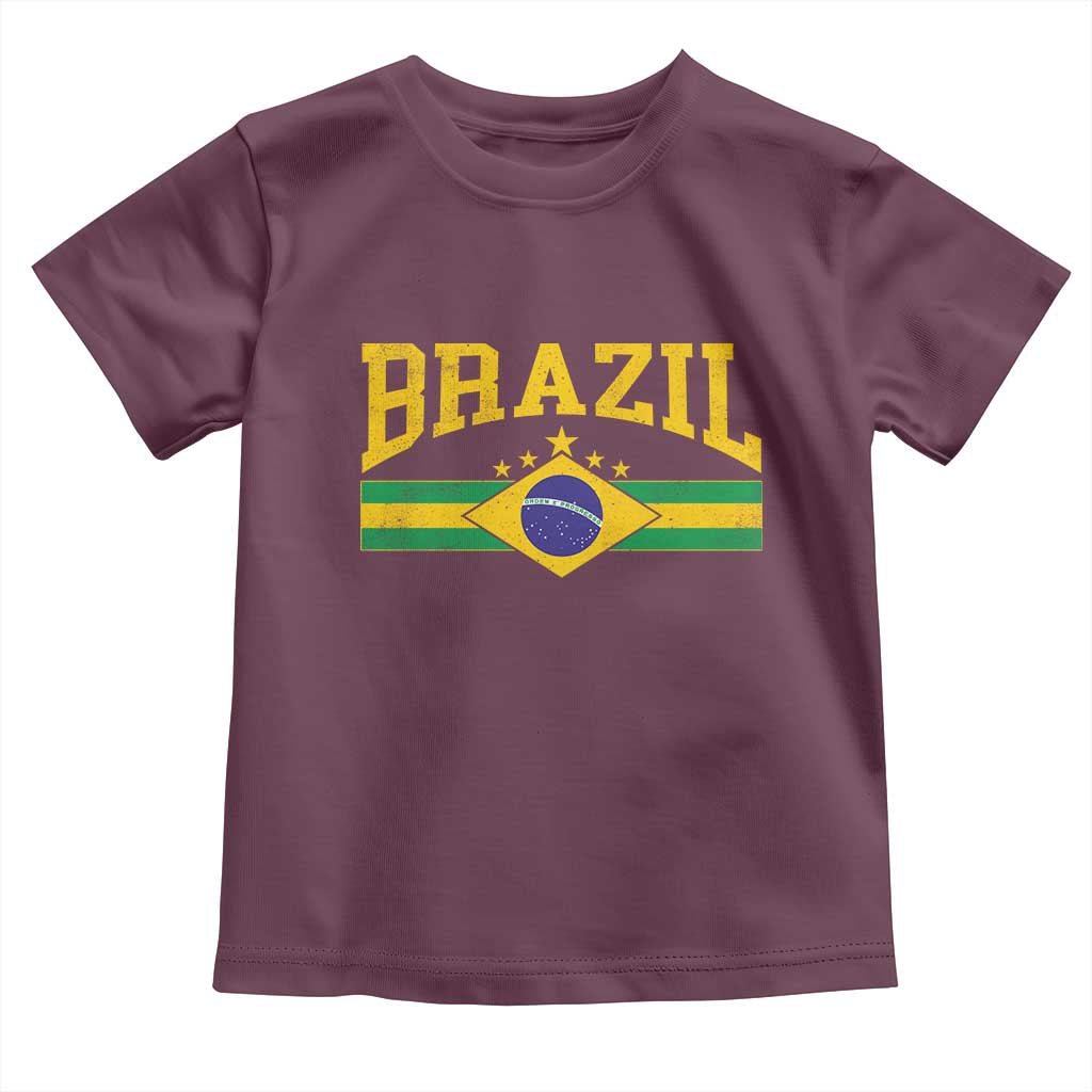 Brazilian Pride Vintage Brasil Brazil Flag Latin America Toddler T Shirt TS11 Maroon Print Your Wear