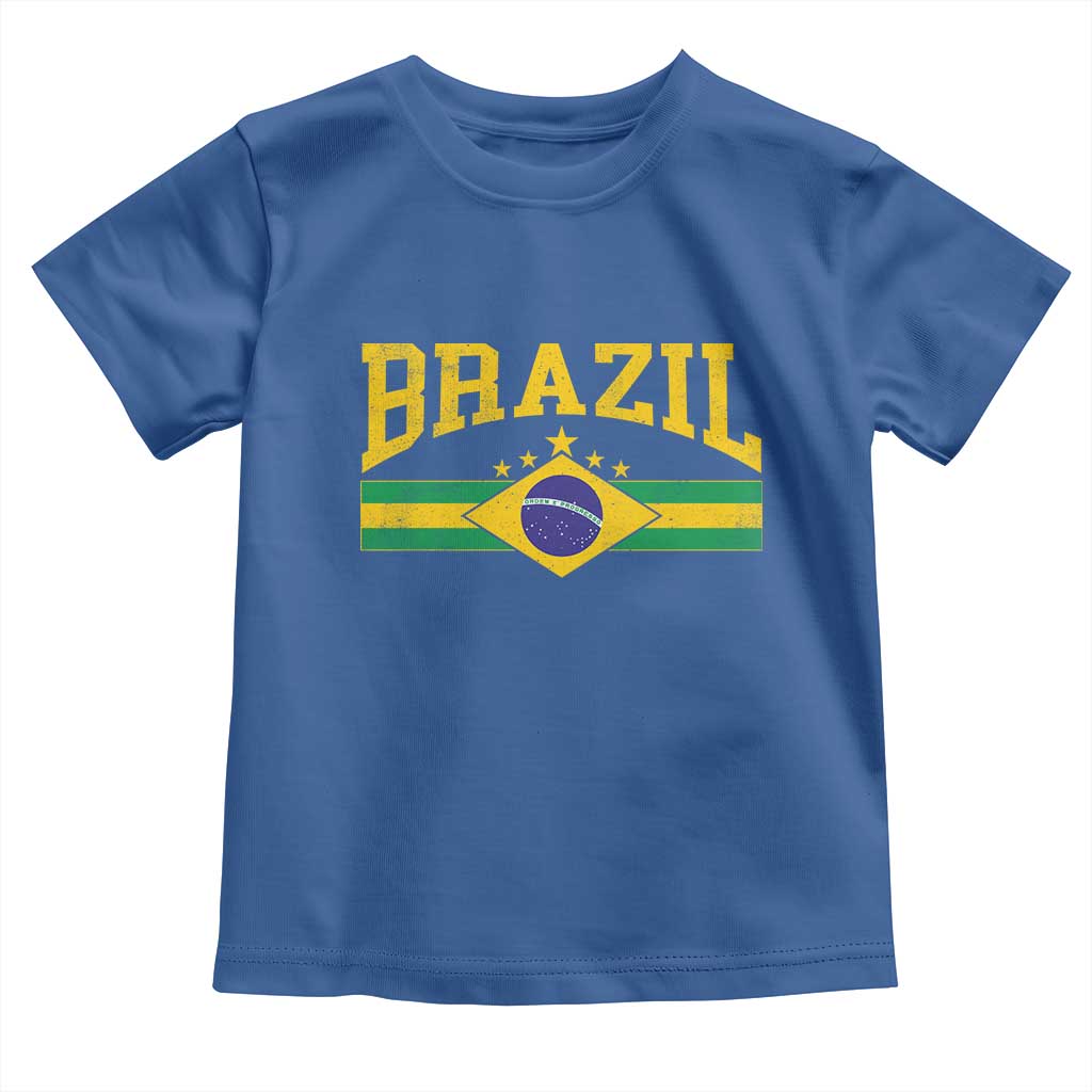 Brazilian Pride Vintage Brasil Brazil Flag Latin America Toddler T Shirt TS11 Royal Blue Print Your Wear