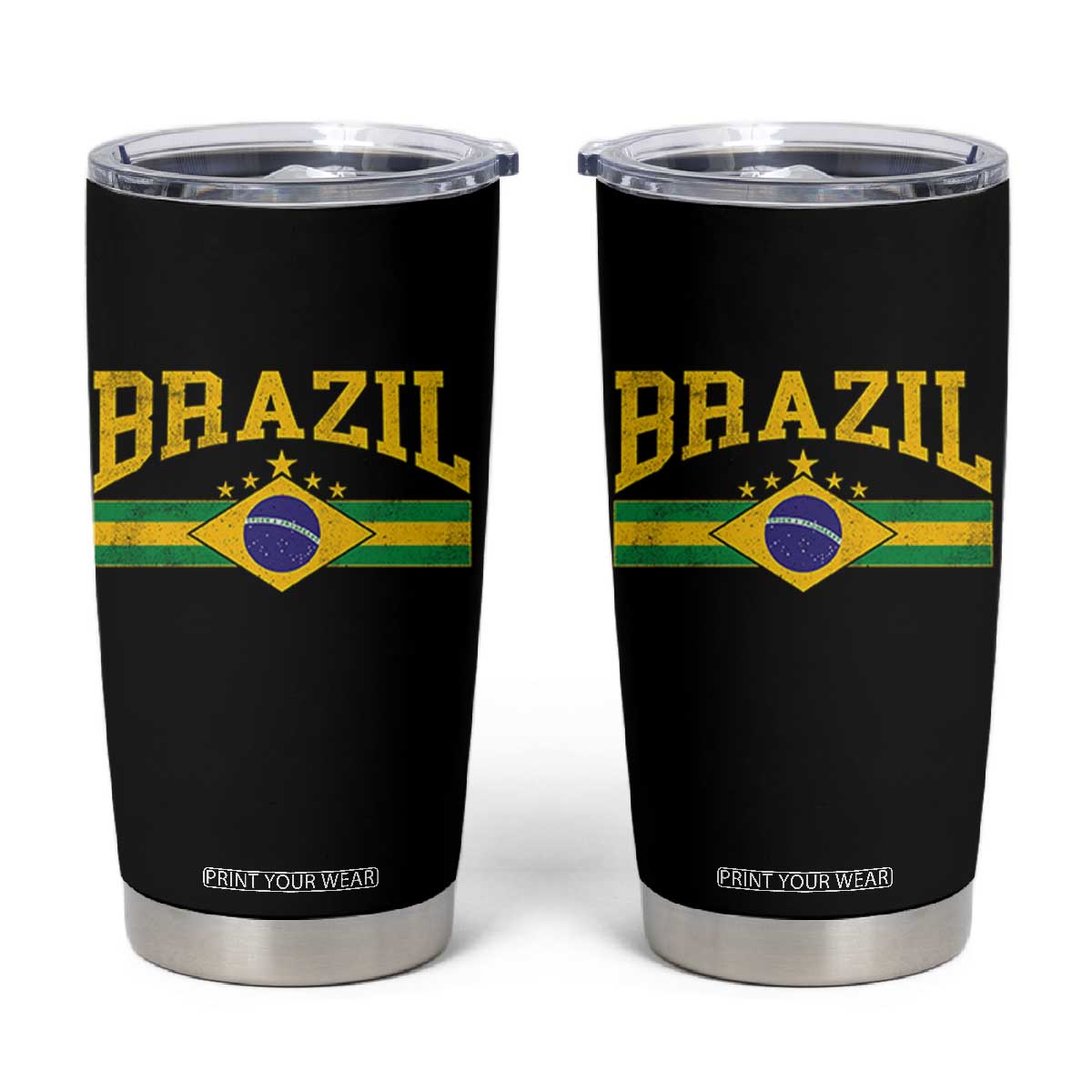 Brazilian Pride Vintage Brasil Brazil Flag Latin America Tumbler Cup TS11 Black Print Your Wear
