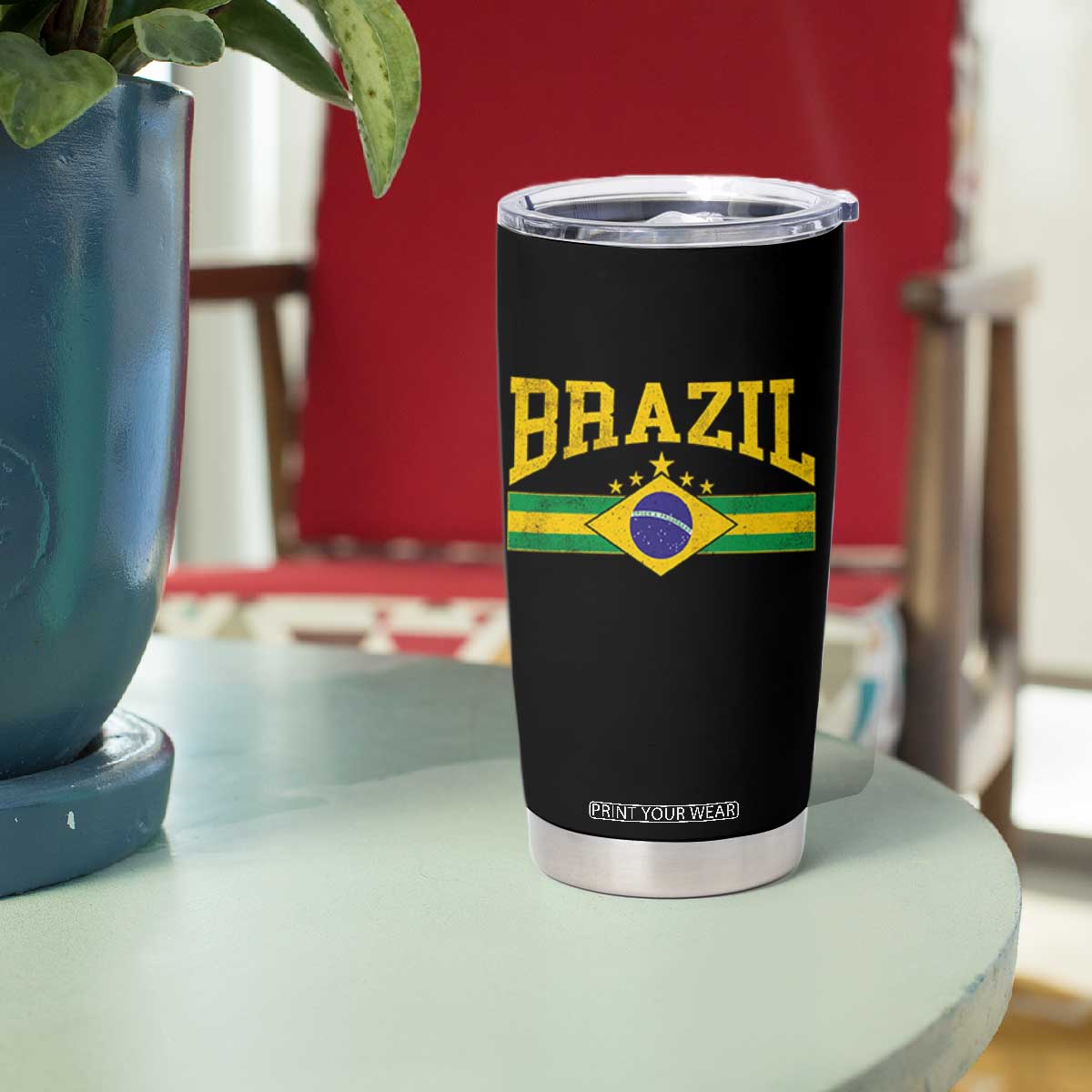 Brazilian Pride Vintage Brasil Brazil Flag Latin America Tumbler Cup TS11 Print Your Wear
