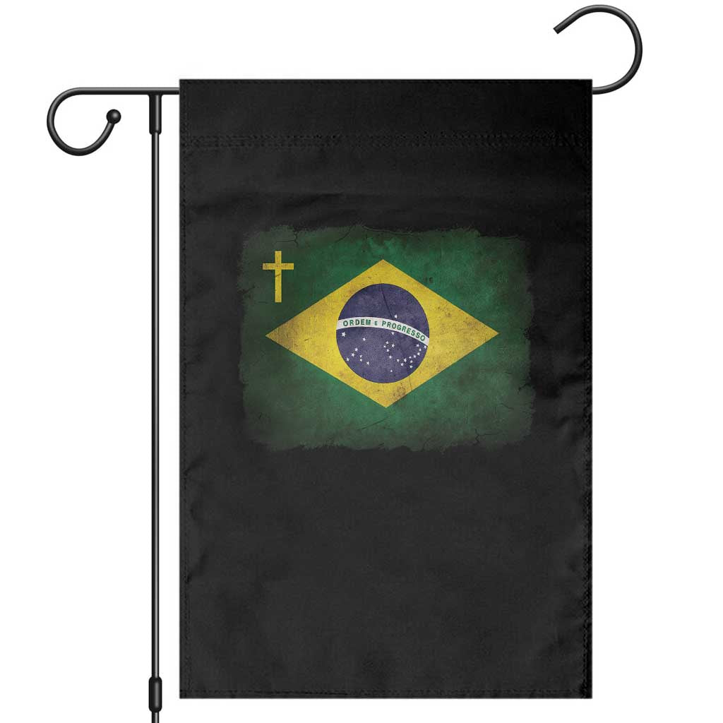 Brazilian Pride Christian Cross Latin America Brazil Flag Garden Flag TS11 Black Print Your Wear