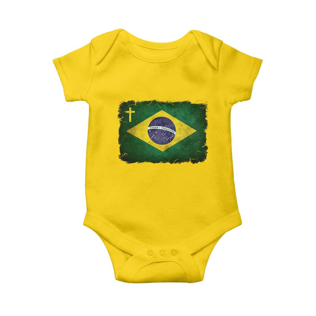 Brazilian Pride Christian Cross Latin America Brazil Flag Baby Onesie TS11 Daisy Print Your Wear