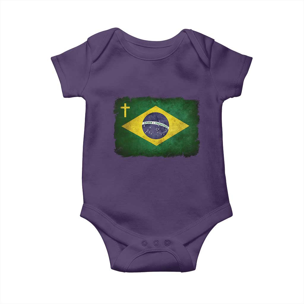 Brazilian Pride Christian Cross Latin America Brazil Flag Baby Onesie TS11 Purple Print Your Wear